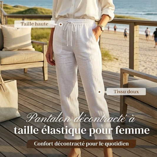 💎 50% DE RÉDUCTION ! 💎 Pantalon Décontracté à Jambe Droite – Coton & Lin Respirant, Taille Élastiquée & 6 Couleurs Disponibles 🌿👖