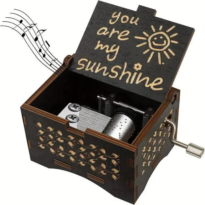 🎶 PROMO FLASH : 50% DE RÉDUCTION ! Boîte à Musique en Bois Gravée à Manivelle – Mélodie "You Are My Sunshine" & Gravures Florales Vintage for un Cadeau qui Vient du Cœur 💝✨
