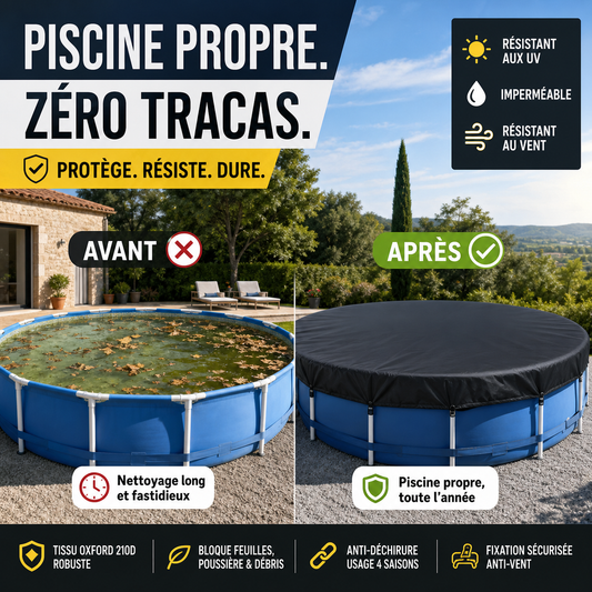 💧🛡️ Bâche piscine Oxford – Imperméable et durable, protège l’eau des feuilles, insectes et saletés, garde votre bassin propre et votre tranquillité intacte toute l’année 🌊🏊