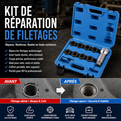 🎉 Soldes 2026 — Plus de 41000 Ventes ! 💰 Lot de 10 Outils de Réparation de Filetages Auto pratiques