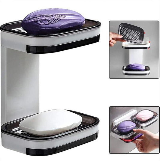 🧼✨ Porte-savon mural – 50 % de réduction ! Installation en 5 secondes, double système de drainage, pas besoin de percer : garde le savon au sec et prolonge sa durée de vie. 💪