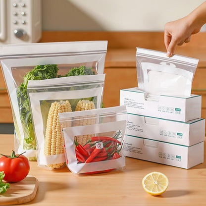 🥫🔒 Sacs de Conservation Alimentaire Transparents à Double Fermeture – PE de Qualité Alimentaire, Fond Stable et Format Renforcé