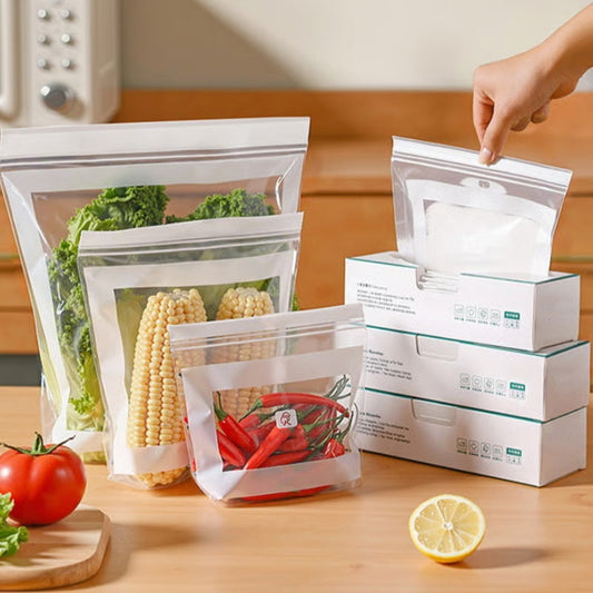 🥫🔒 Sacs de Conservation Alimentaire Transparents à Double Fermeture – PE de Qualité Alimentaire, Fond Stable et Format Renforcé