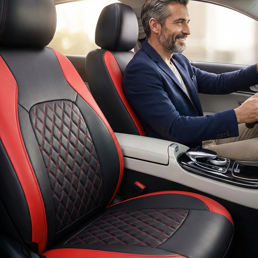 📢📢50% DE RÉDUCTION !! ⏰ Ensemble de 9 housses de siège auto en cuir – Ajustement universel, durables & faciles d'entretien – Parfaites pour le confort & la protection en voiture 🚗