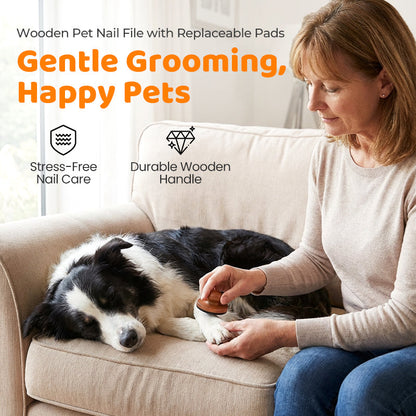 🔥50 % DE RÉDUCTION - À moitié prix 🐕Lime à griffes en bois pour animaux de compagnie avec patins remplaçables - Outil de toilettage doux pour les pattes des chiens, chats et petits animaux