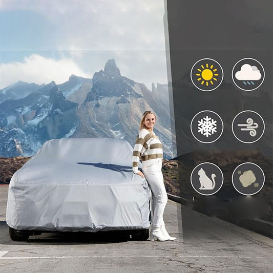 🚗 50% DE RÉDUCTION 🔥 Housse de voiture toutes saisons – Anti-poussière, anti-UV & imperméable – Protection complète contre la pluie, le soleil et les saletés – taille universelle, facile à installer 🛡️☀️✨