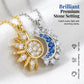 🌙☀️ -50% ! Collier Pendentif Soleil & Lune Femme Strass Premium – Symbole Harmonie Éternelle Amour, Strass Bleus Transparents Scintillement Éblouissant, Placage Bicolore Or & Argent · Couple & Amies ✨