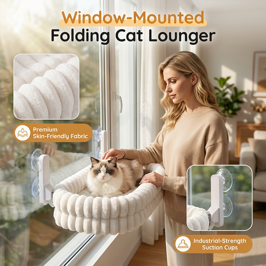 🐱 50% DE RÉDUCTION!  Hamac de fenêtre pliable – Ventouses solides & ultra‑doux ✨