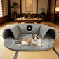 🐱PROMOTION LIMITÉE -50%✨Lit tunnel pour chat 2-en-1 – Peluche, pliable, compact🎾