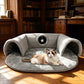 🐱PROMOTION LIMITÉE -50%✨Lit tunnel pour chat 2-en-1 – Peluche, pliable, compact🎾