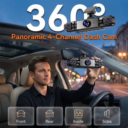 📹 50% REMISE ! 🚘 Dashcam 360° avec enregistrement HD 1080P – Surveillance complète & vision nocturne – Parfait pour une conduite et un stationnement sécurisés – installation facile, enregistrement en boucle & surveillance de stationnement 🔄