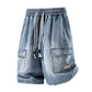 🩳 50% DE RÉDUCTION ✨ Short en jean cargo pour homme – Poches cargo, cordon de serrage & style streetwear tendance – Parfait pour l’été, les festivals ou un look urbain décontracté 🏙️
