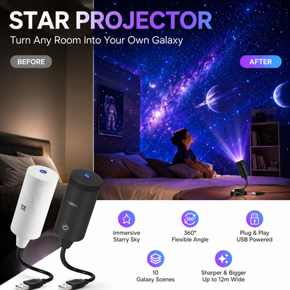 ✨🌌 PROMO FLASH 50% ! Projecteur d'Étoiles HD Plug-and-Play – 50 000+ Utilisateurs, 3W, 12m², 2,8m Distance, Idéal Chambre & Ambiance Céleste 🌟