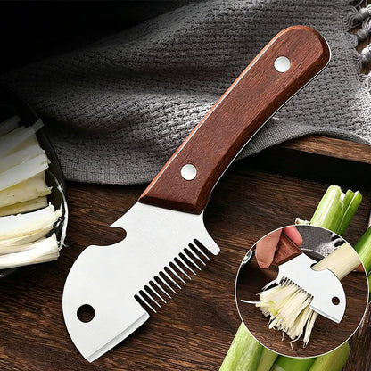 📢Soldes Mi-Saison : −50% pour une durée limitée⏰🧅 Couteau de cuisine 3-en-1 – Éminceur d'oignons & de ciboules avec manche en bois, idéal pour des lanières fines & des dés 🔪