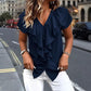 Blouse Élégante à Col en V et Volants