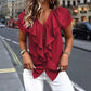 Blouse Élégante à Col en V et Volants