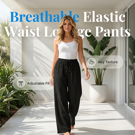Pantalon Loungewear Femme à Taille Élastique en Coton