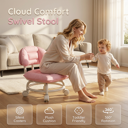 ☁️ 50% DE RÉDUCTION ! 🪑 Tabouret Nuage à Roulettes – Mousse Haute Densité & Tissu Premium – Pivotant & Silencieux for Maison