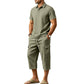 👔 -50% MAINTENANT ! ☀️ Ensemble Lin Homme Été – Chemise Ample & Short Cargo – Respirant & Élégant – Parfait pour l'Été 🌊