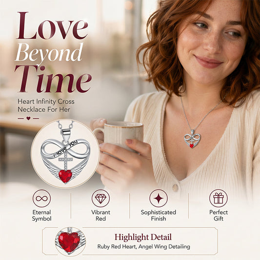 🎁Nouveautés 2026 50% DE RÉDUCTION💥Collier Croix Cœur Infini avec Pendentif Aile – Foi & Amour Éternel ✨