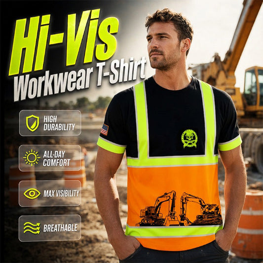 👷 50% DE RÉDUCTION ! 🦺 T-Shirt de Travail Haute Visibilité – Panneaux Fluorescents, Bandes Réfléchissantes & Tissu Respirant – Coupe Décontractée – Idéal pour Chantier, Voirie et Travaux Extérieurs – Tailles XS à 6XL ✨💪