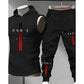 Ensemble de sport deux pièces pour homme : sweat à capuche sans manches et pantalon