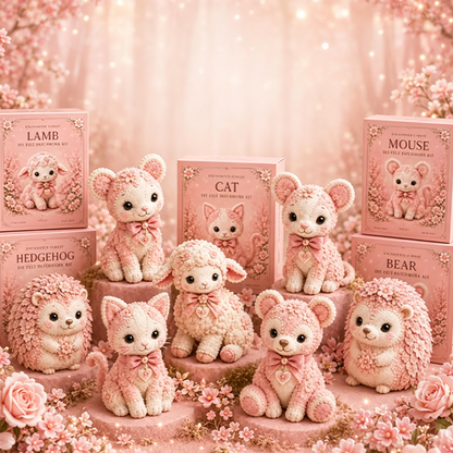 🎀 - 50% | Kit de patchwork en feutre DIY pour une forêt enchantée rose – Pièces pré-découpées et guide étape par étape, activité manuelle sereine sans écran !