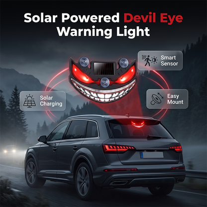 ☀️ Feu d'Avertissement LED Solaire Œil du Diable – Capteur de Vibration, Charge USB & Solaire, Universel