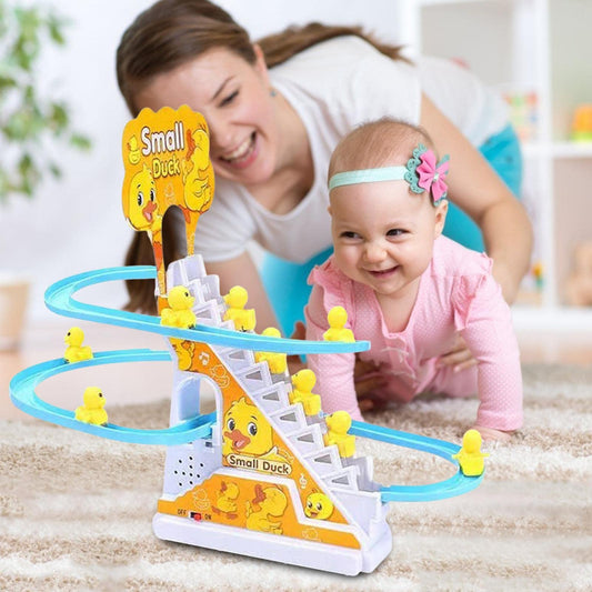 🦆✨ Petit canard qui monte les escaliers – Jouet électrique amusant, couleurs vives, parfait pour éveiller bébé et le faire rire aux éclats 🎶🧸