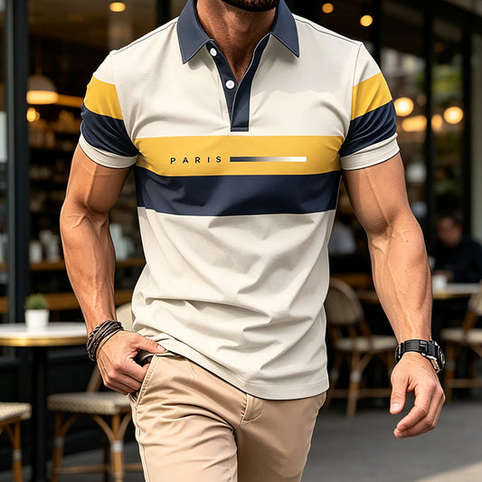 👕 50% DE RÉDUCTION! 🎨 Chemise Manches Courtes Color Block Casual Homme – Design moderne, tissu léger & coupe confortable – Parfaite pour le quotidien & les sorties estivales ☀️