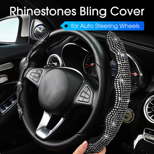 ✨ 50% DE RÉDUCTION ! 🚗 Housse de Volant Strass Bling – Cuir PU & Cristaux – 6 Couleurs for Intérieur Voiture