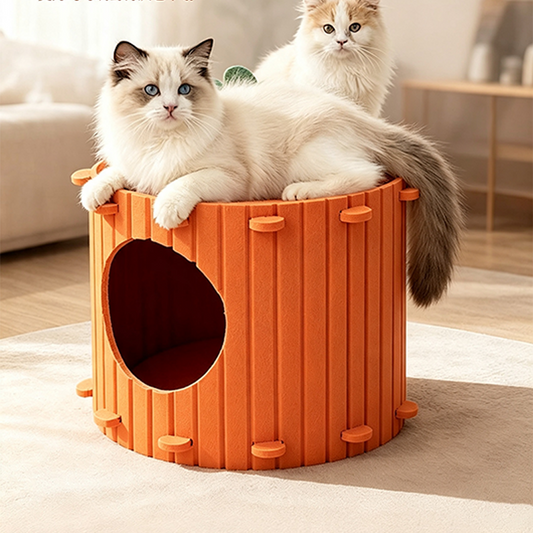 🥕 -50% ! 🐱 Nichouette Confortable pour Chat en Forme de Carotte – Feutre Premium – 40×40×30/40 cm – Repos, Griffage & Cachette 3-en-1 🧶