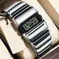 ⌚💎 Montre digitale de luxe pour homme – Métal poli effet miroir, affichage clair, le style bureau et soirée en un seul garde-temps, noir / argent-noir 🕶️🌃