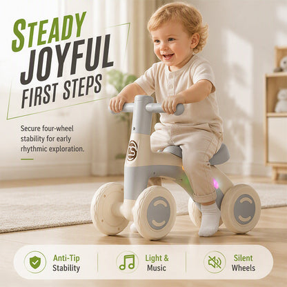 🚲🎵 Draisienne pour bébés et tout-petits – 4 roues stabilisatrices, LED & musique, 14 à 54 mois, le vélo d’éveil qui accompagne les premiers pas et les premières balades en toute sécurité 🌈👶