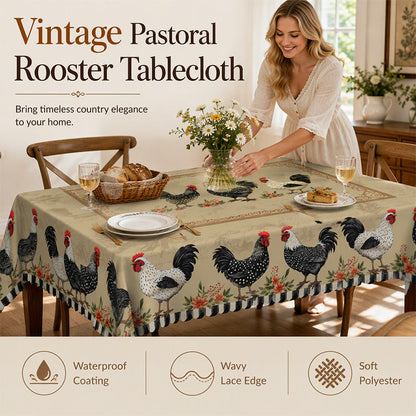 Nappe Rustique Vintage à Motif Coq