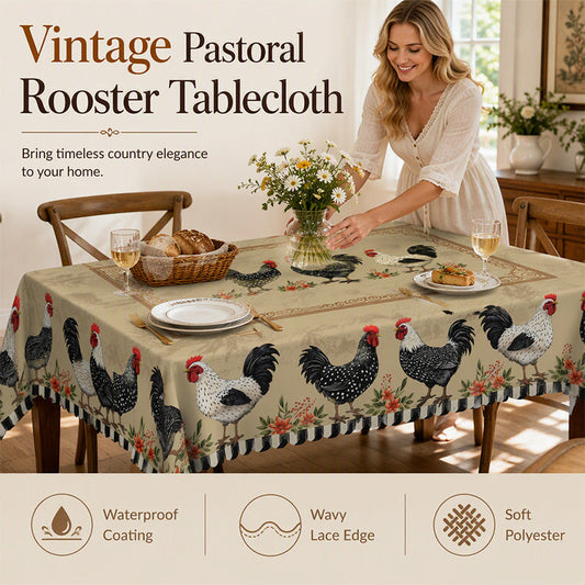 Nappe Rustique Vintage à Motif Coq