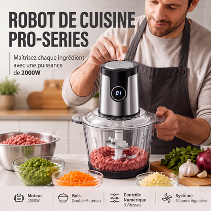🛒 Offre limitée : –50 % ! 🔪 Robot de cuisine 2000W – Fini les hachages interminables et les textures irrégulières – Lames pro, bol 2/3L, acier inoxydable – Idéal pour viande, légumes et repas bébé 🥩