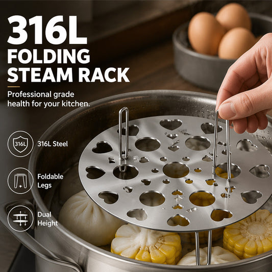 Grille de Cuisson à Vapeur Pliable en Acier Inoxydable 316L pour Casseroles