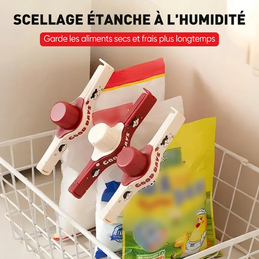🔒💧 Pince de scellage étanche à l’humidité avec bec verseur – Garde vos aliments au sec et frais, facile à verser et réutilisable au quotidien 🍱