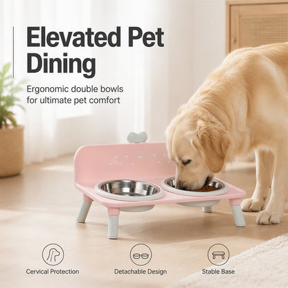 🐱 PROMO FLASH : 50% DE RÉDUCTION ! Gamelles Doubles Surélevées – Protection Cervicale & Bols Amovibles for Un Repas Confortable et Sain pour Votre Animal 🐶✨
