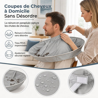 ✂️ PROMO FLASH : -50% ! Cape de coupe de cheveux respirante – Rainure intégrée anti-désordre, surface imperméable & tissu antistatique, facile à nettoyer ✨💇